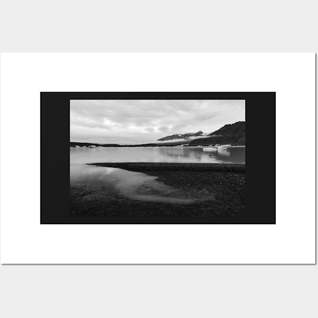 Skaftafell Glacier Lake - Black & White Wall Art by somadjinn